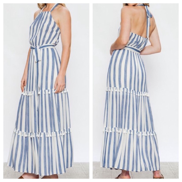 Halter Striped Maxi - Picture 2 of 4